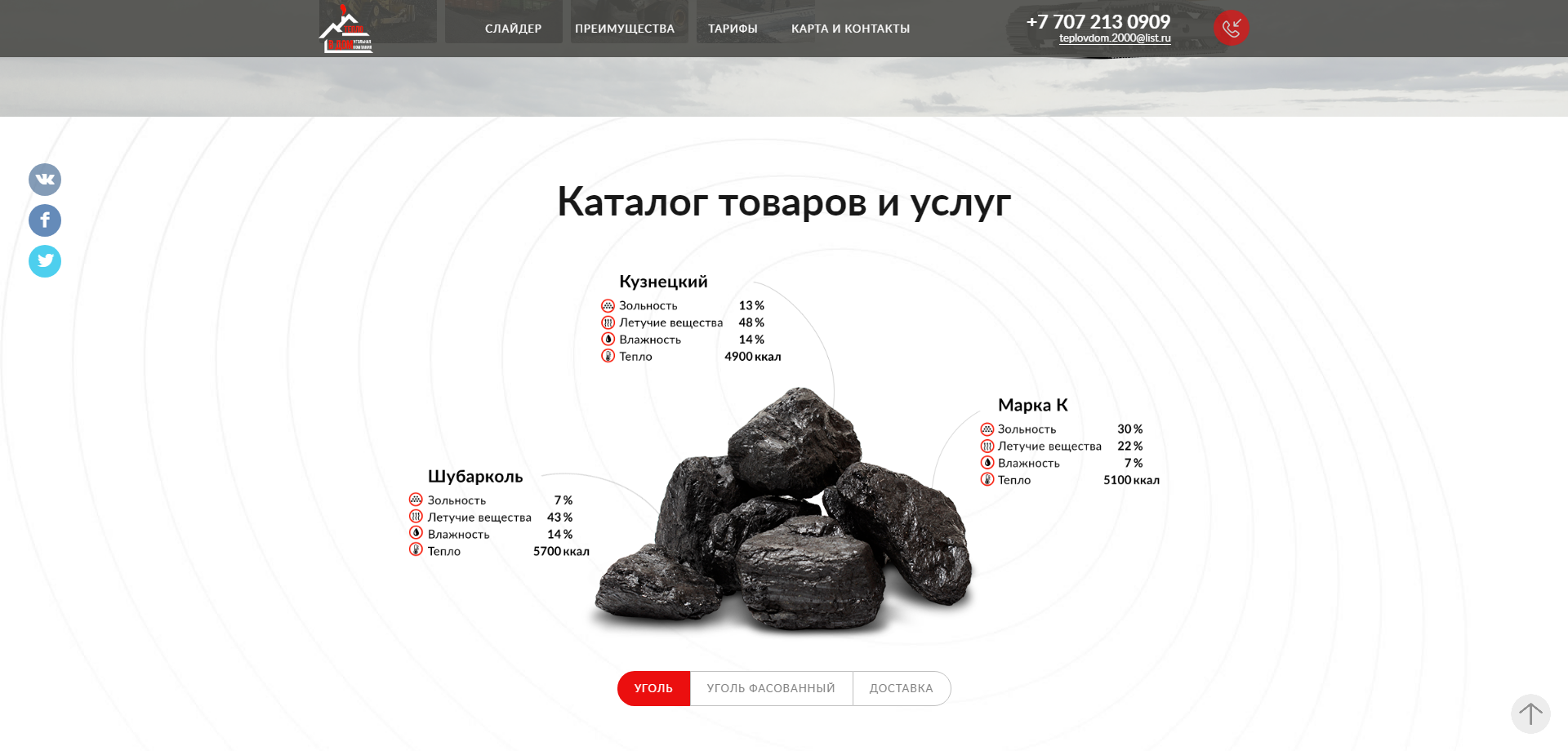 сайт доставки угля «тепло в дом»